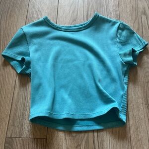 H&M Blue Fitted Crop T-Shirt